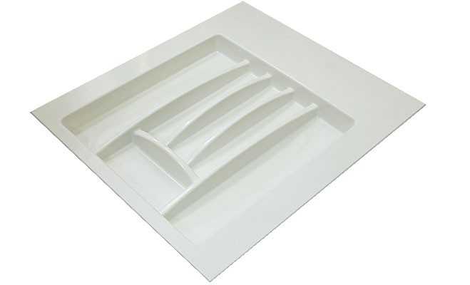 Лоток для столовых приборов, пластиковый белый 281 x 498 x 50 мм для ящика шириной 500-550 мм