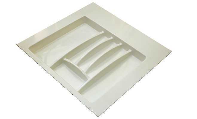 Лоток для столових приладів, білий пластиковий 281 x 498 x 50 мм для ящика шириною 600 мм