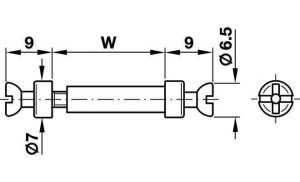 263.24.041 Болт стяжки RAFIX для подвійного кріплення сталевий без покриття для отвору D5 мм товщина деталі 16-22 — 3
