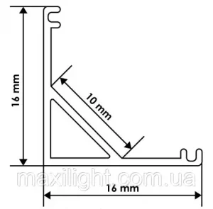 Алюминиевый профиль BIOM угловой LPU-16A (16х16 мм) анодированный + матовый рассеиватель для LED ленты. — 3