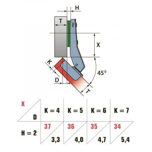 Петля Кутова 45° з лапкою H=2 LinkenSystem — 2
