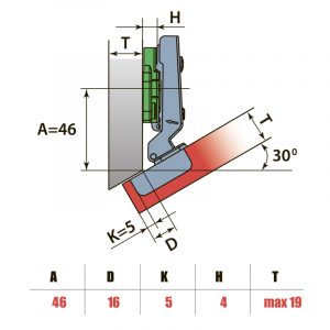 Петля Угловая -30° с лапкой H=4 LinkenSystem — 2