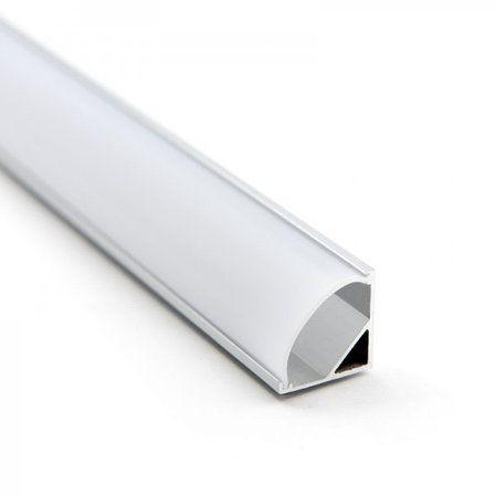 Алюминиевый профиль BIOM угловой LPU-16A (16х16 мм) анодированный + матовый рассеиватель для LED ленты. — 1