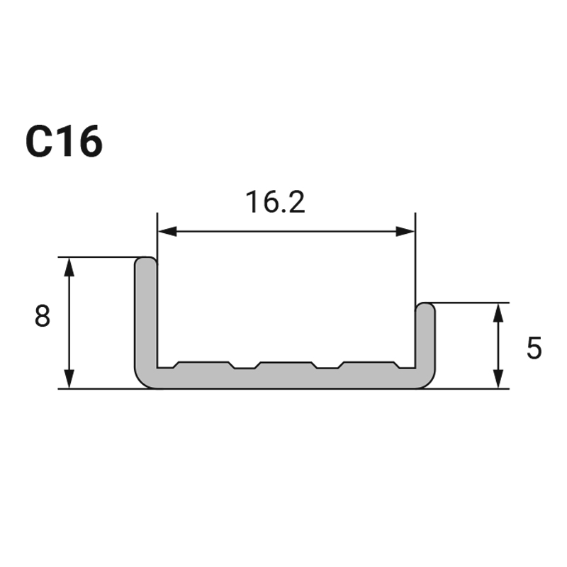Профиль алюминиевый торцевой К 760 16мм (3м) — 2